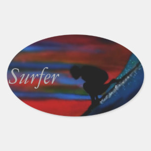 Bubblepazifische Autoaufkleber, Surfen Ovaler Aufkleber
