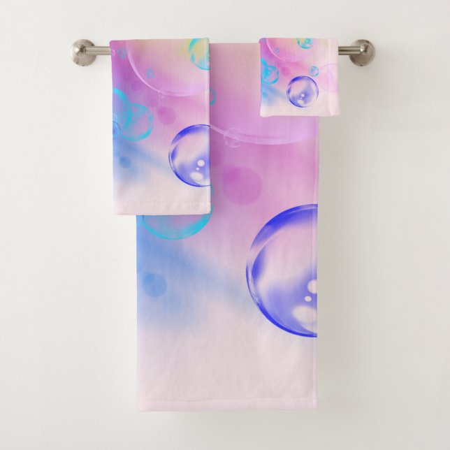 BUBBLES - Abstraktes Bild des Fraktals Kunst - Badhandtuch Set (Insitu)