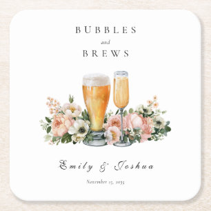 Bubbles and Brews Paarbaby-Party Rechteckiger Pappuntersetzer