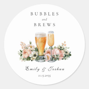 Bubbles and Brews Paarbaby-Party Runder Aufkleber