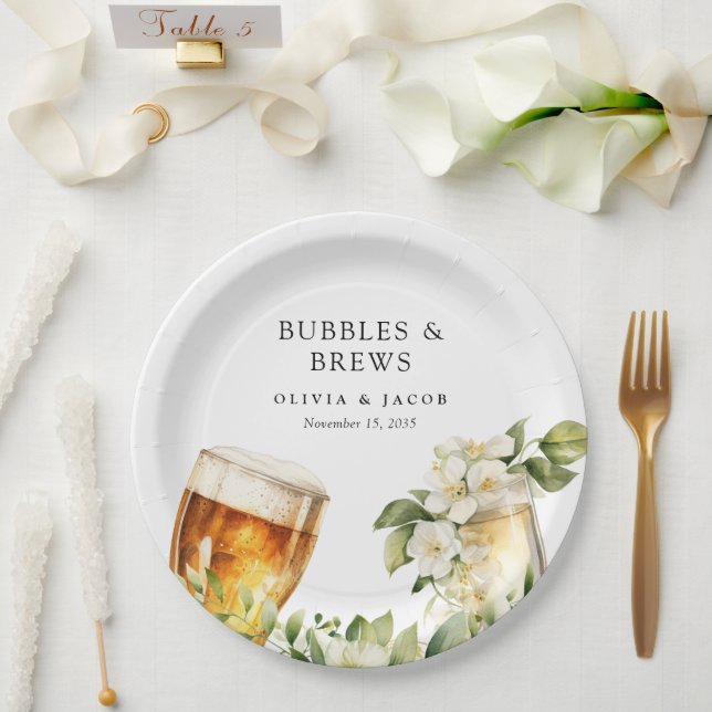 Bubbles and Brews Paarschauer Pappteller (Hochzeit)
