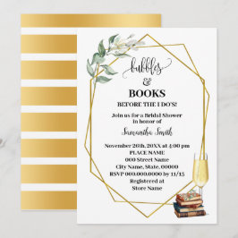 Bubbles & Books Before I Do Greenery Gold Shower Einladung