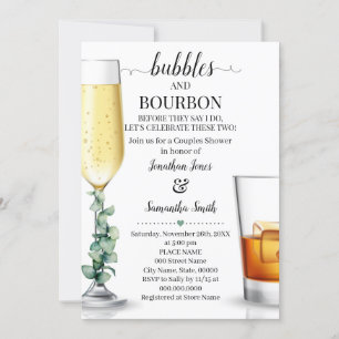 Bubbles & Bourbon, bevor ich dusche Grün Invi Einladung
