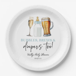 Bubbles Brews and Diapers Too! Baby Shower Pappteller