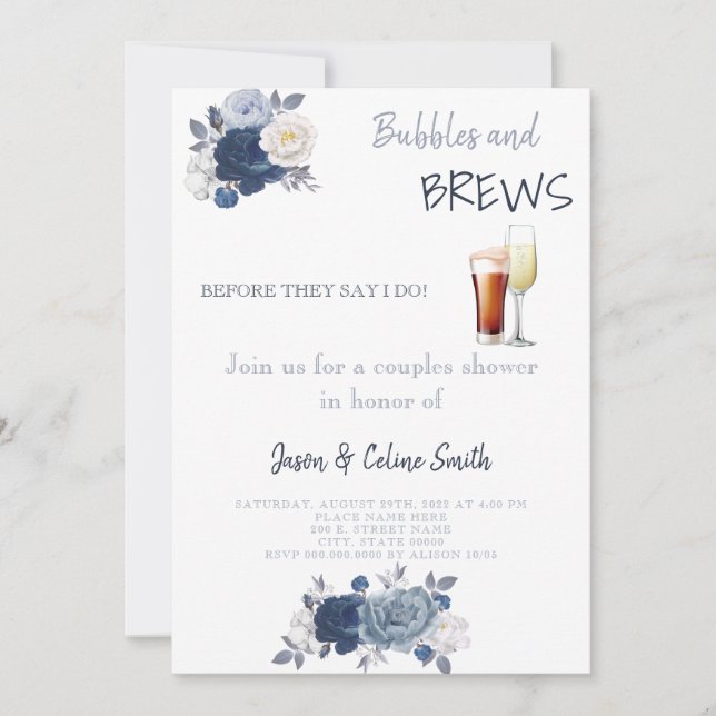 Bubbles & Brews Couples Wedding shower Invitation (Devant)