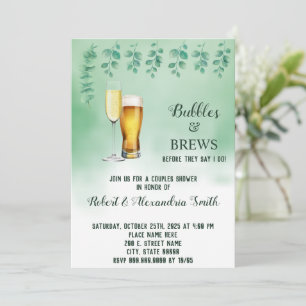 Bubbles & Brews Paare Polterabend Eukalyptus Einladung