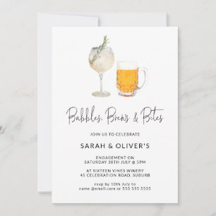 Bubbles & Brews Vin Fiançailles Invitation
