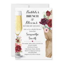 Bubbles Brunch & Blooms Marsala Brautparty Invi