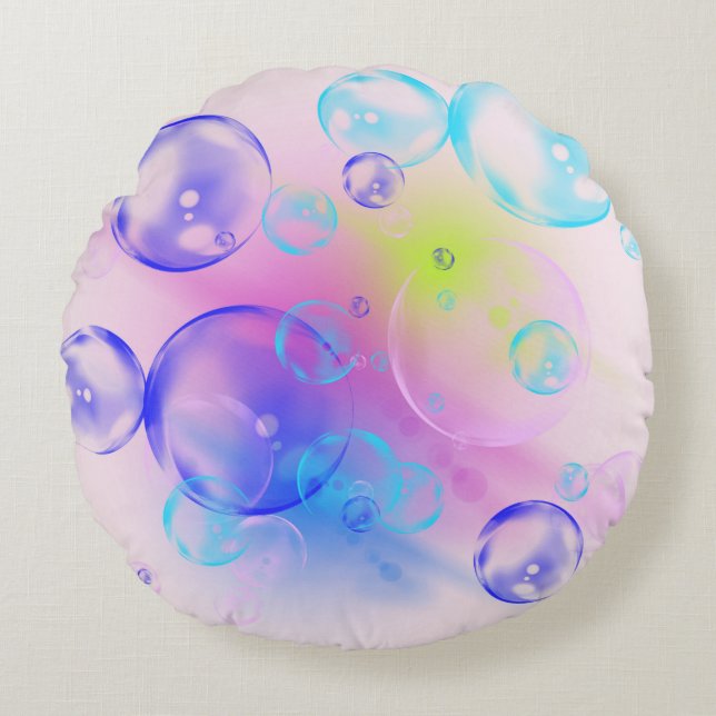 BUBBLES - Farbige Blasen für Kinder - Rundes Kissen (Vorderseite)
