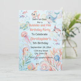 Bubbles & Fins Children's Birthday  Einladung