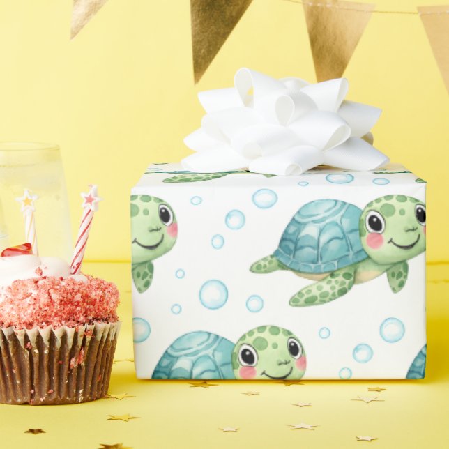 Bubbles & Fins Kindergeburtstag Geschenkpapier (Geburtstagsparty)