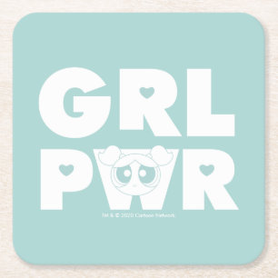 Bubbles: Girl Power Rechteckiger Pappuntersetzer