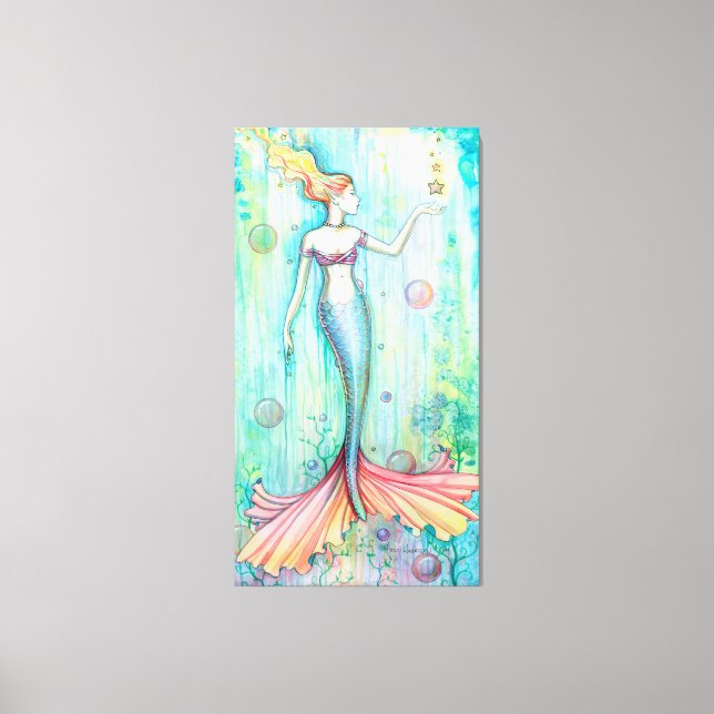 Bubbles Mermaid Fantasy Artwork von Molly Harrison Leinwanddruck (Vorderseite)
