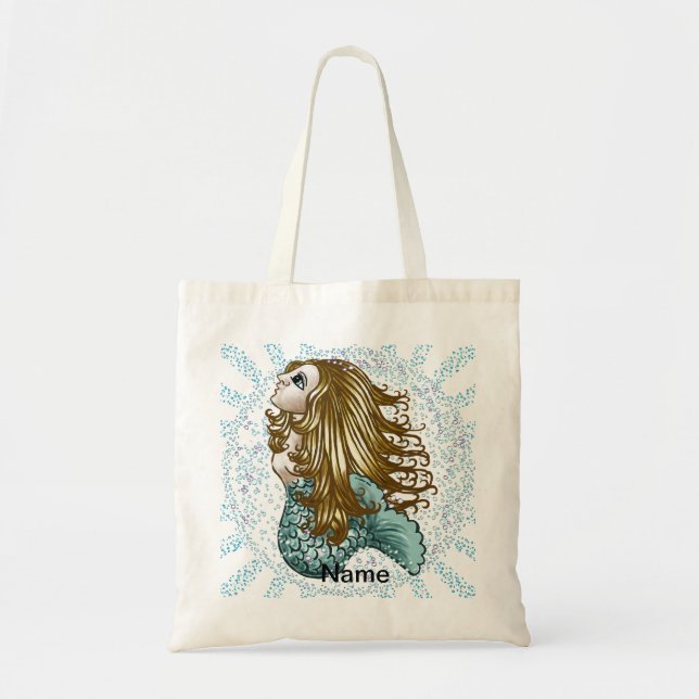 Bubbles Mystic Mermaid Tote Bag Tragetasche (Vorne)