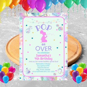 Bubbles Pastel Invitation d'anniversaire