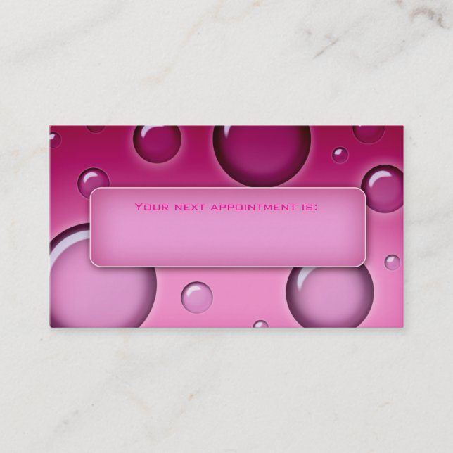Bubbles Salon Spa Appointment Card pink Terminkarte (Vorderseite)