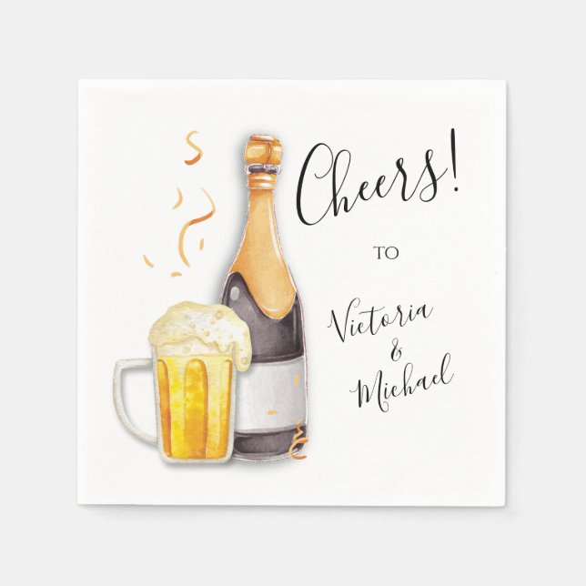 Bubbles und Brauchef Champagne & Biere Serviette (Vorderseite)