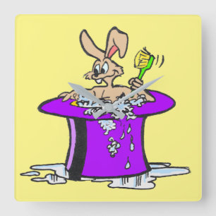 Bubbling Bunny Square Wall Uhr individuell einstel