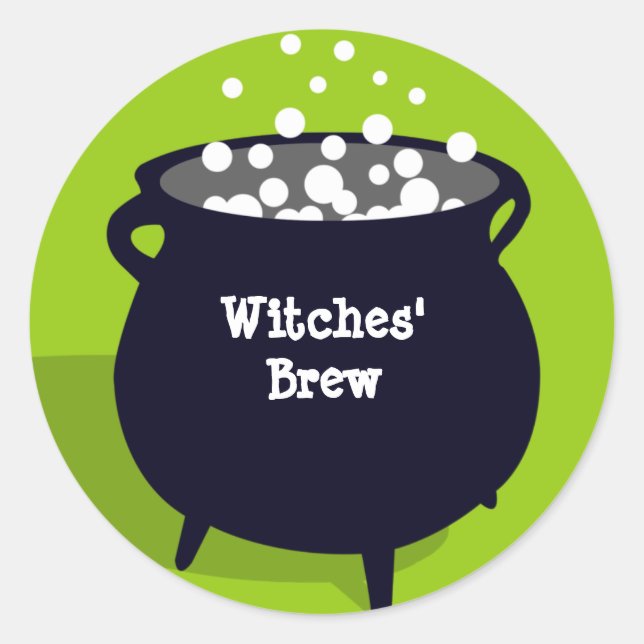 Bubbling cauldron ghoulis grünes Halloween-Label Runder Aufkleber (Vorderseite)
