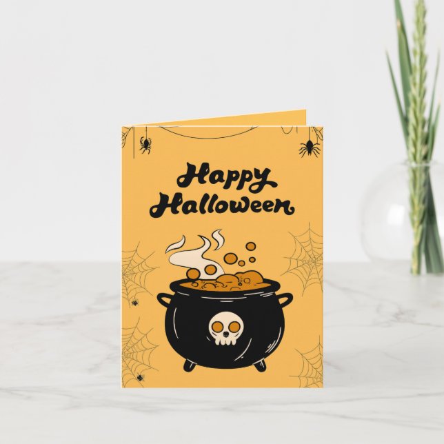 Bubbling Cauldron Halloween Card – Spooky Eyeballs Karte (Vorderseite)