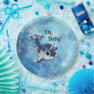Bubbly Baby Narwhal Paper Plate Pappteller
