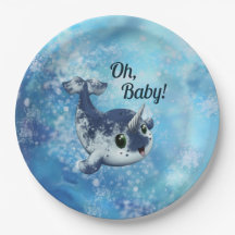 Bubbly Baby Narwhal Paper Plate