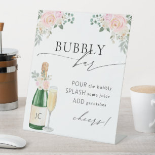 Bubbly Bar Brautparty Pedestal Sign Sockelschild
