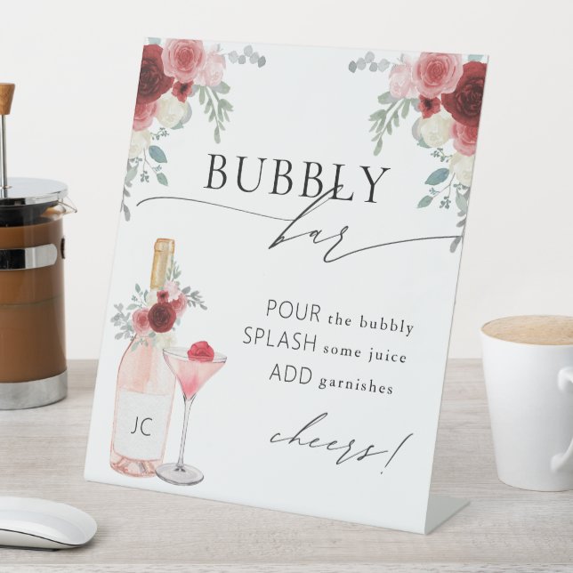 Bubbly Bar Brautparty Pedestal Sign Sockelschild (In Situ)