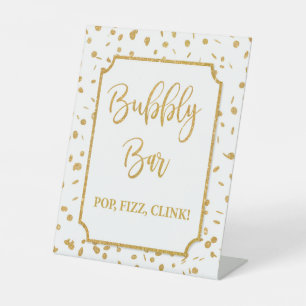 Bubbly Bar Gold Confetti Pedestal Sign Sockelschild