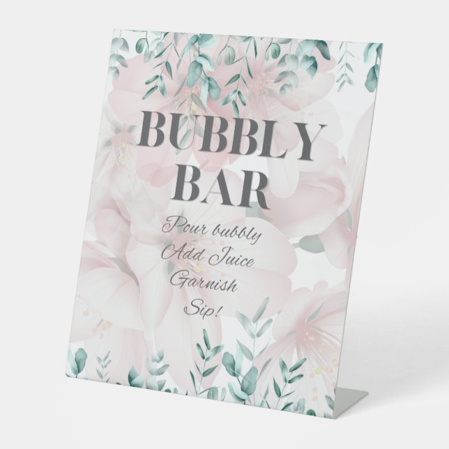 Bubbly Bar Sign - Veranstaltungen für Hochzeiten Sockelschild (Vorderseite)