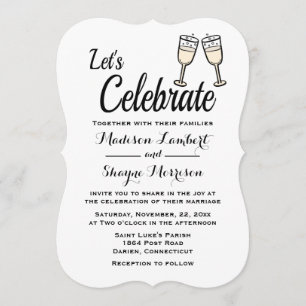 Bubbly Black & White Wedding Champagne Brillen Einladung