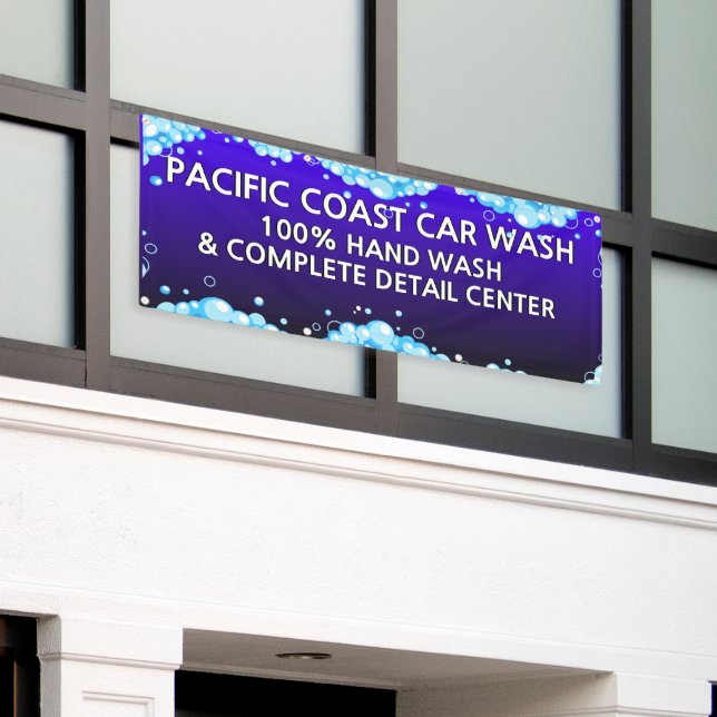 Bubbly Blue Car Wash Business anpassen Banner (Äußeres Gebäude)