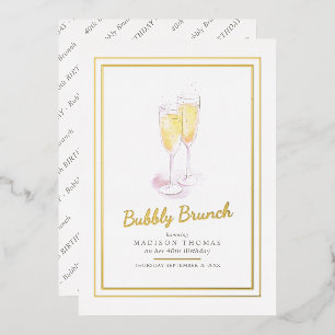 Bubbly brunch Champagner Bubbles Event 40. Folieneinladung