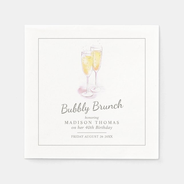 Bubbly brunch Champagner Bubbles Event Servietten (Vorderseite)