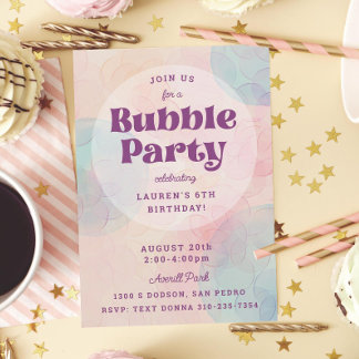 Bubbly Bubble Party Birthday Party Einladung