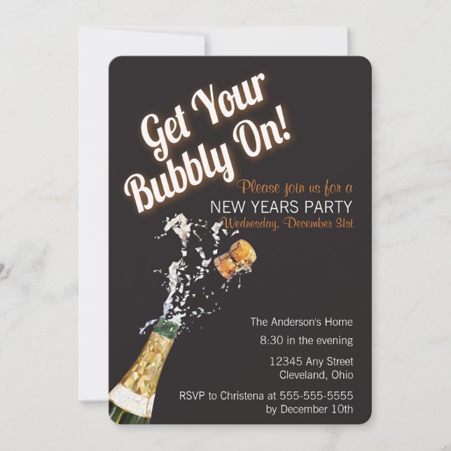 Bubbly Celebration Holiday Party Einladung (Vorderseite)