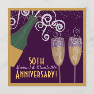 Bubbly Champagne Gold Party zum 50. Jubiläum Einladung