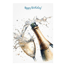 Bubbly champagne Happy Birthday Fotodruck