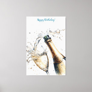 Bubbly champagne Happy Birthday Leinwanddruck