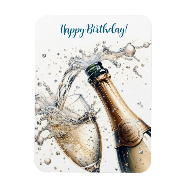 Bubbly champagne Happy Birthday Magnet (Vertikal)
