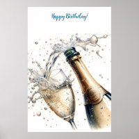 Bubbly champagne Happy Birthday