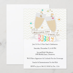 Bubbly Champagne Silvester Party Einladung