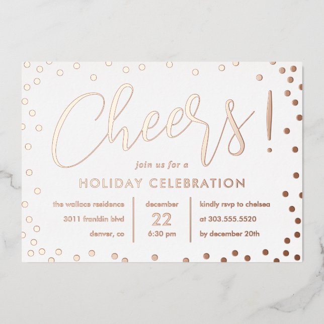 Bubbly Cheer Foil Fête Invitation (Recto)