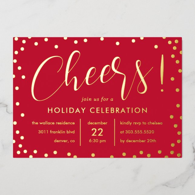 Bubbly Cheer Foil Fête Invitation (Recto)