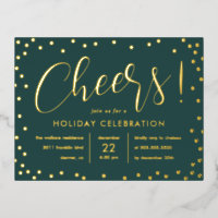 Bubbly Cheer Foil Holiday Invitation Carte postale