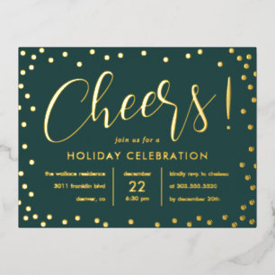 Bubbly Cheer Foil Holiday Invitation Carte postale