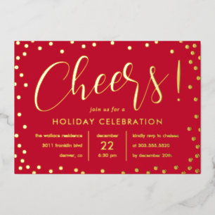Bubbly Cheer Foil Holiday Party Einladung