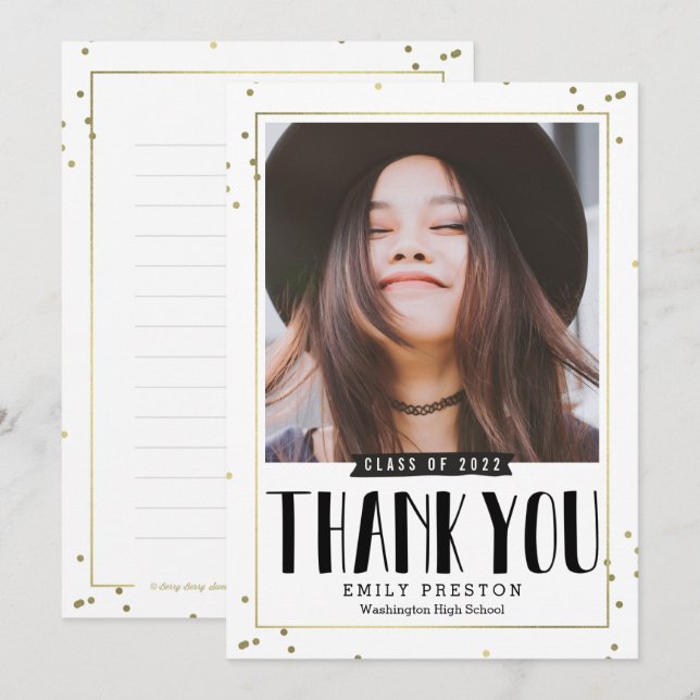 Bubbly Chic Abschluss Vielen Dank Note Card Dankeskarte (Vorne/Hinten)