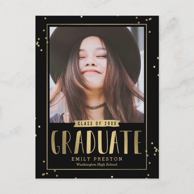 Bubbly Chic Graduation Faire-part carte postale (Devant)