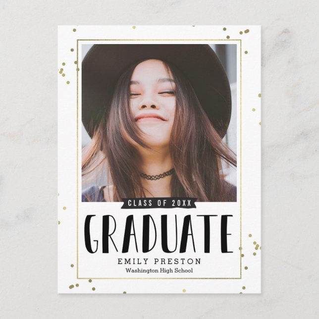 Bubbly Chic Graduation Faire-part carte postale (Devant)